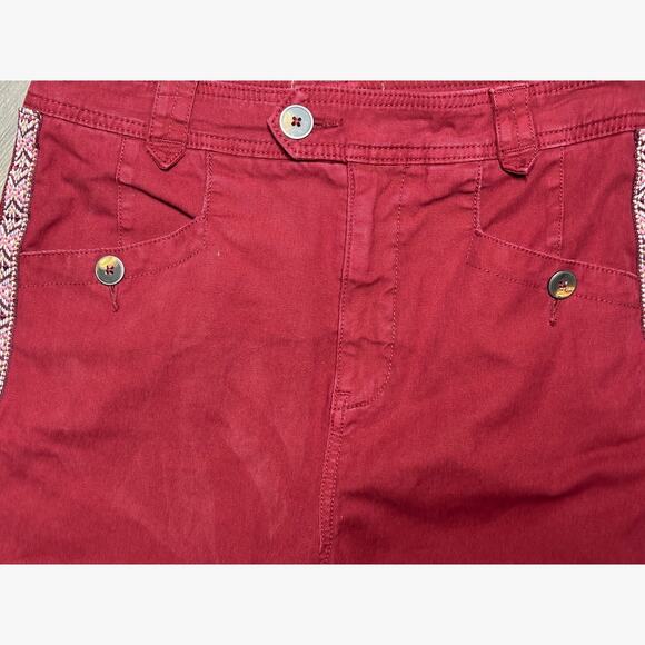 Anthropologie Wine Colored Pants with Trimmed Tuxedo Stripe Size 4 - Picture 4 of 7